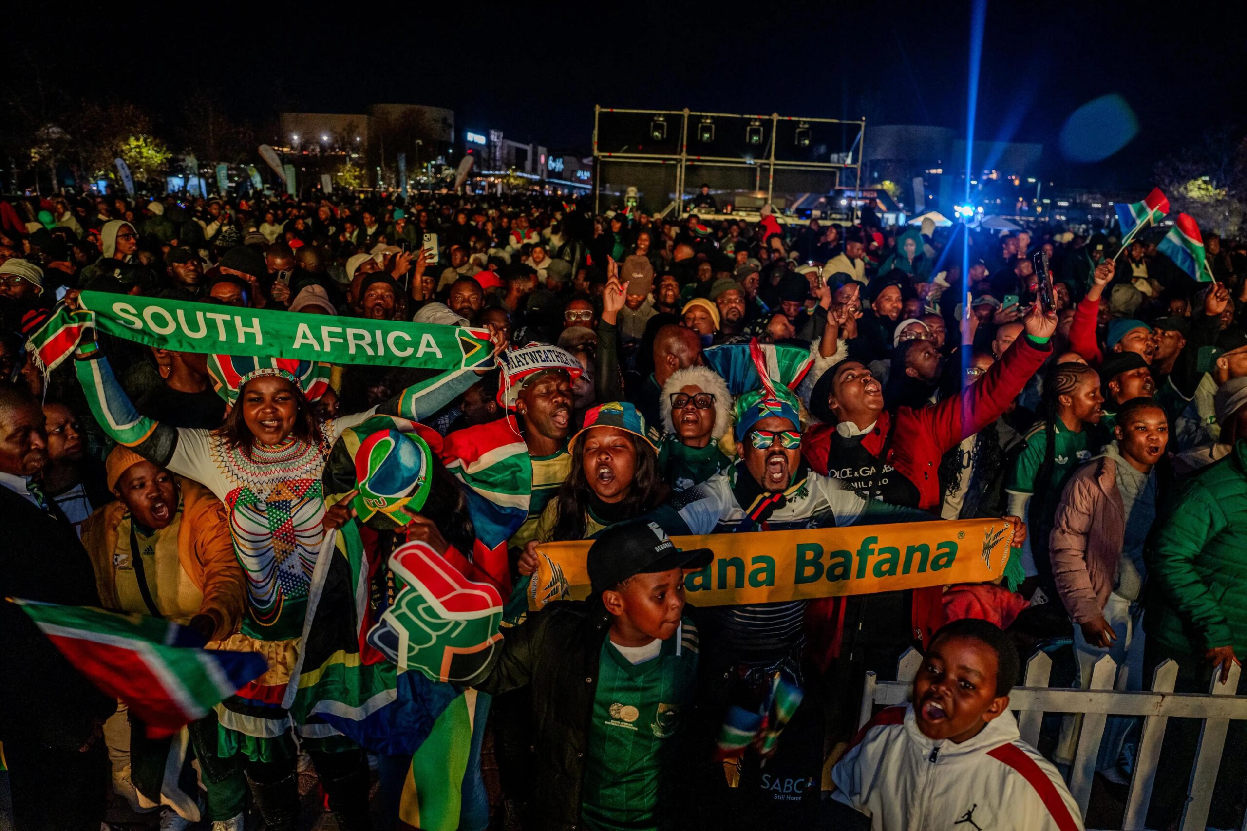 Africa watches South Africa World Cup knockout Sunday Bafana Bafana continental football momentum
