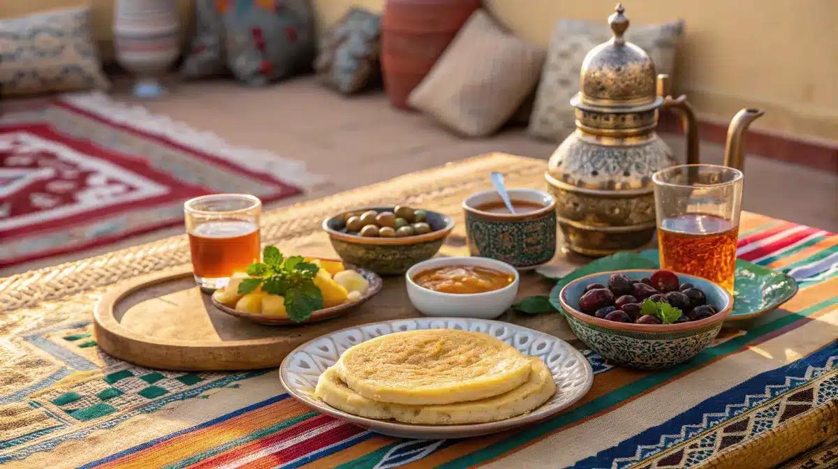 Atlas Lions match table Morocco fans snacks plates tea food football viewing home ritual family
