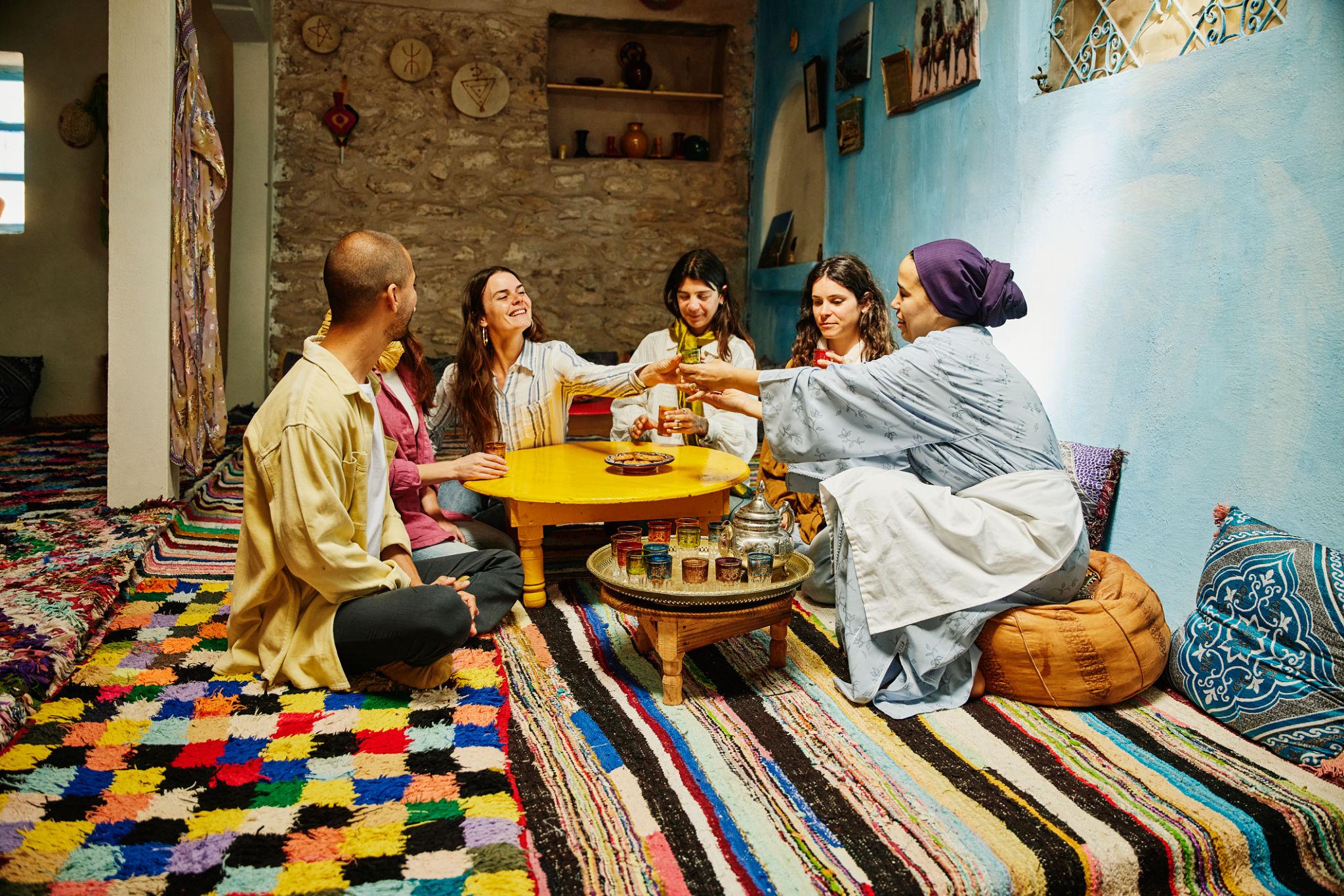 Bread, mint tea and oil anchoring the daily Moroccan family table
