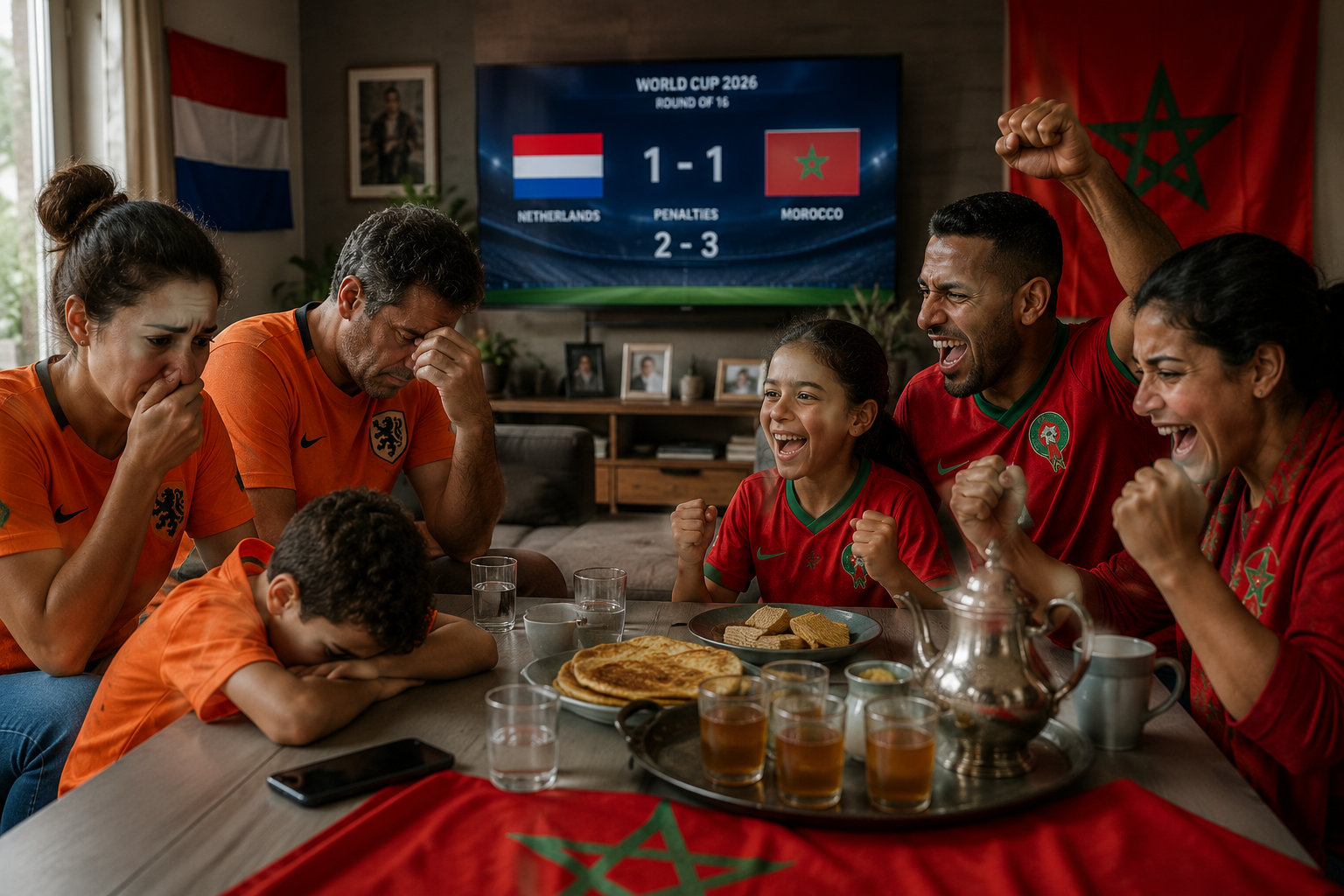 Dutch Moroccan families hardest morning split emotion Netherlands Morocco penalty win identity diaspora