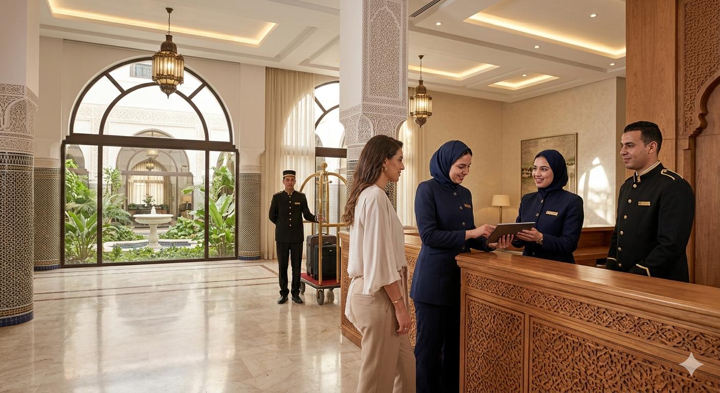 Morocco hotel jobs winner construction receptionists chefs hospitality young workers training 2030