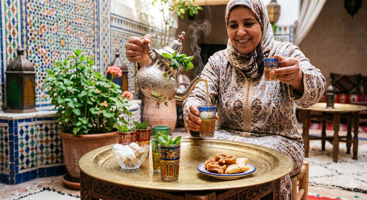 Mint tea morning symbol Morocco victory breakfast Netherlands penalty win celebration family table ritual