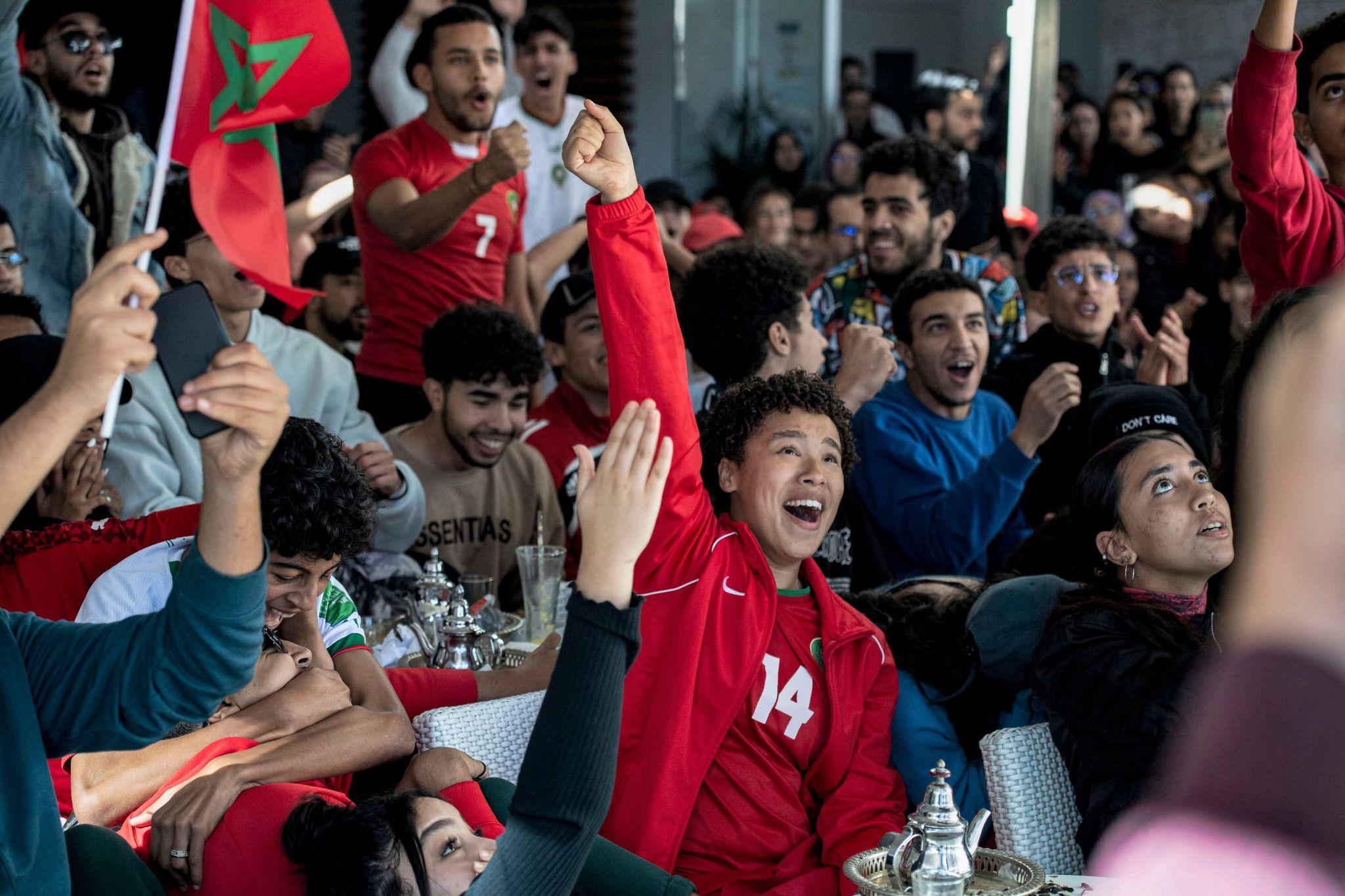 Moroccan cafes before kick-off match night business Morocco Netherlands preparation screen revenue