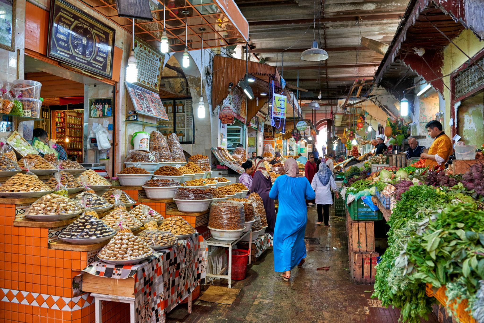 Moroccan family market basket reflecting everyday cost of living pressure