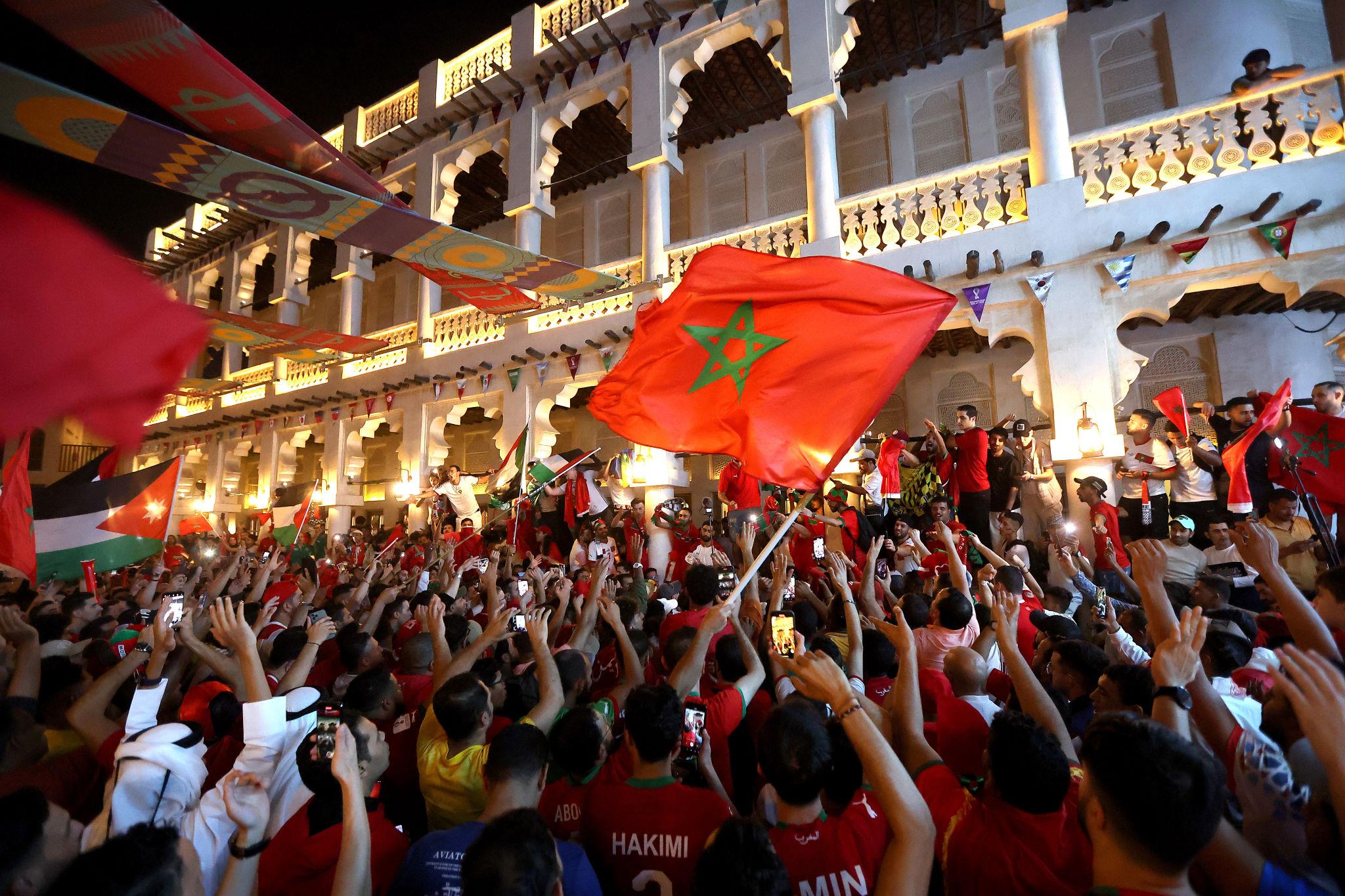 Chants travel faster headlines Morocco fans singing clip viral short emotional flag sound World Cup