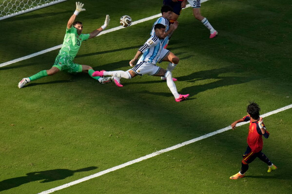 Ferran Torres scoring the extra-time goal that gave Spain the 2026 World Cup title