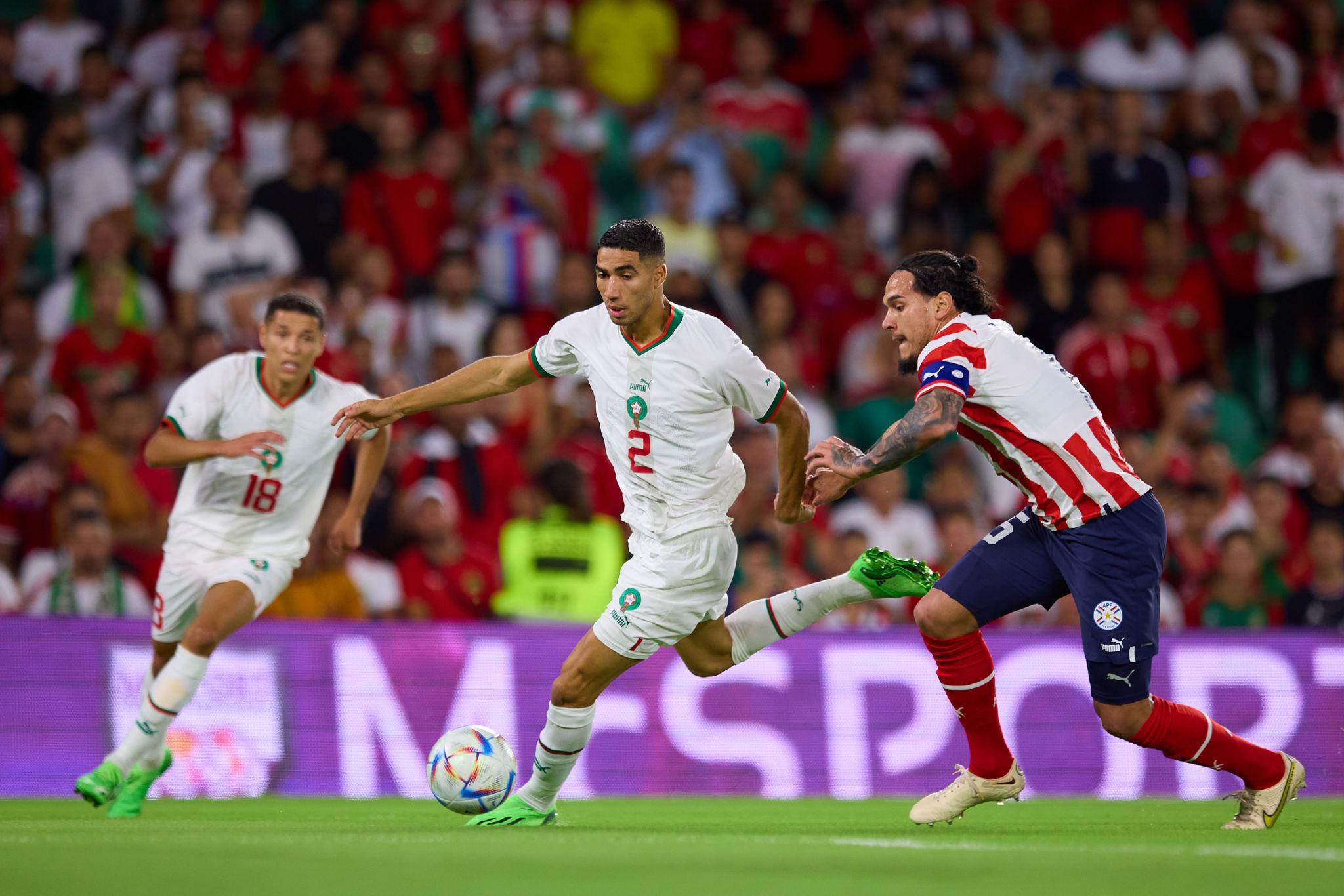 Achraf Hakimi Morocco right side power outlet attacking system Canada Houston World Cup Round 16