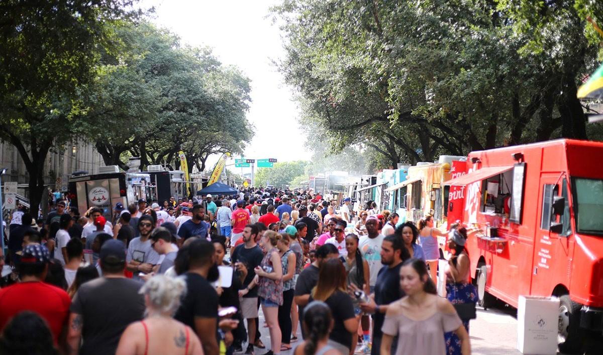Houston food culture barbecue burgers tacos seafood sports bars patios food trucks World Cup match day