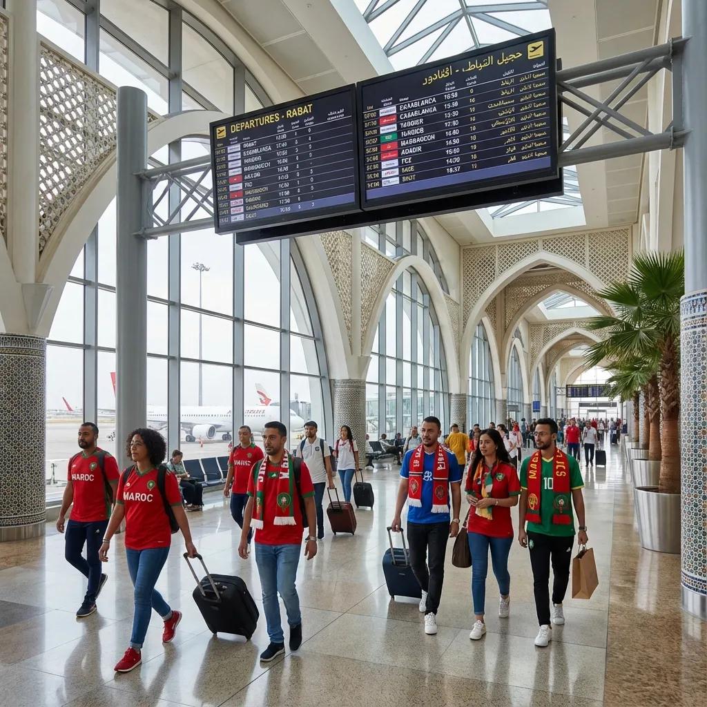 Morocco shirt everywhere World Cup airports streets cafes fan zones red green instant recognition