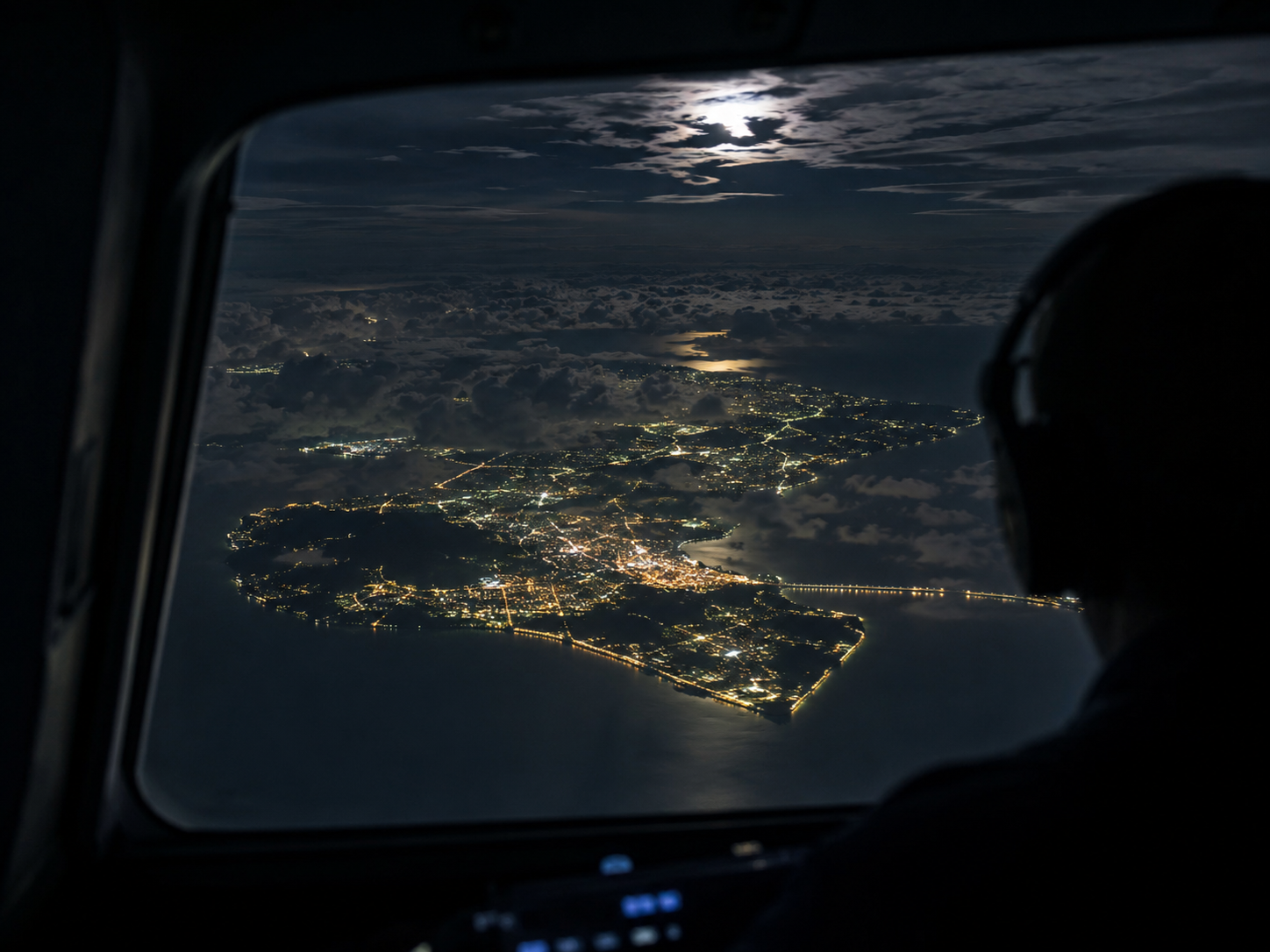 Penang seen from an aircraft at night in the MH370 route discussion