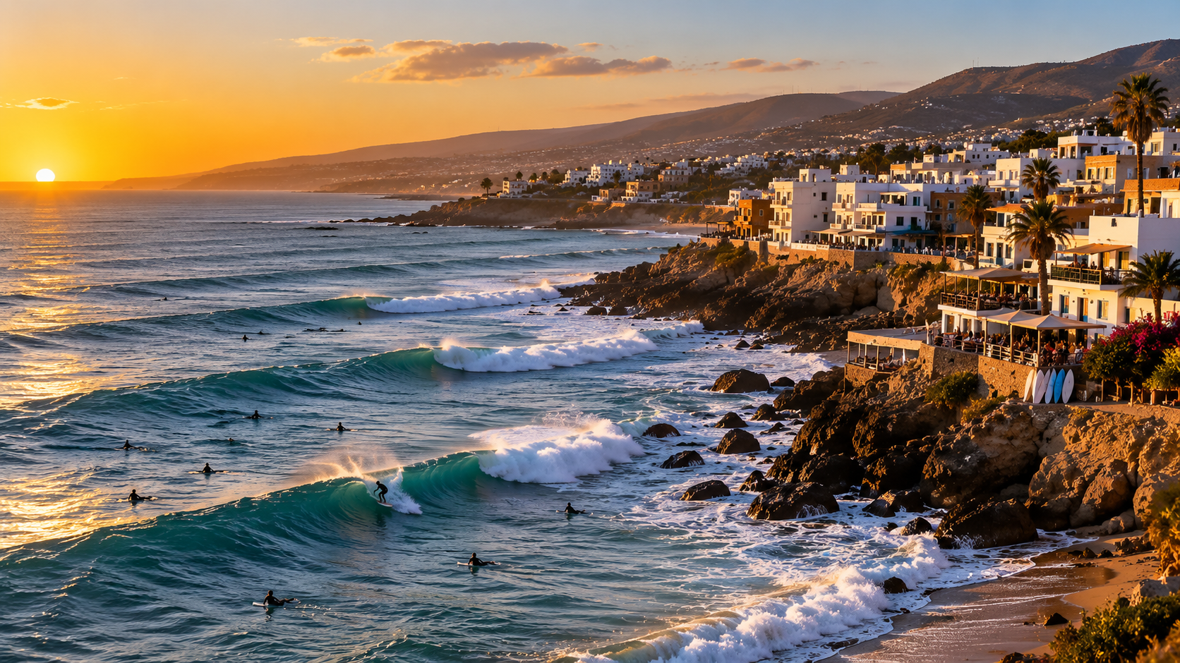 Taghazout surf destination on Morocco’s Atlantic coast during the winter surf season