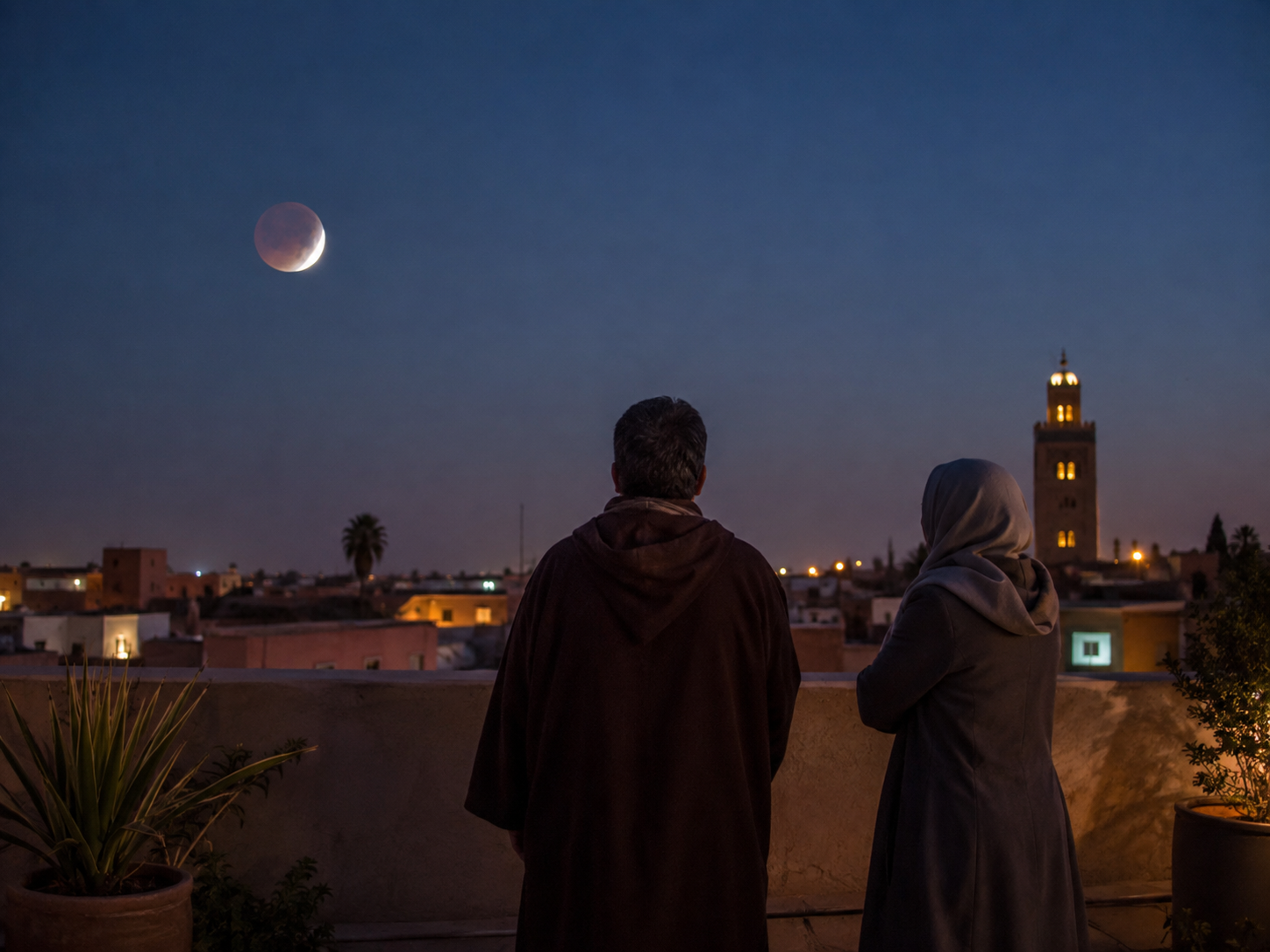 Where to look in the sky from Morocco during the partial lunar eclipse before dawn