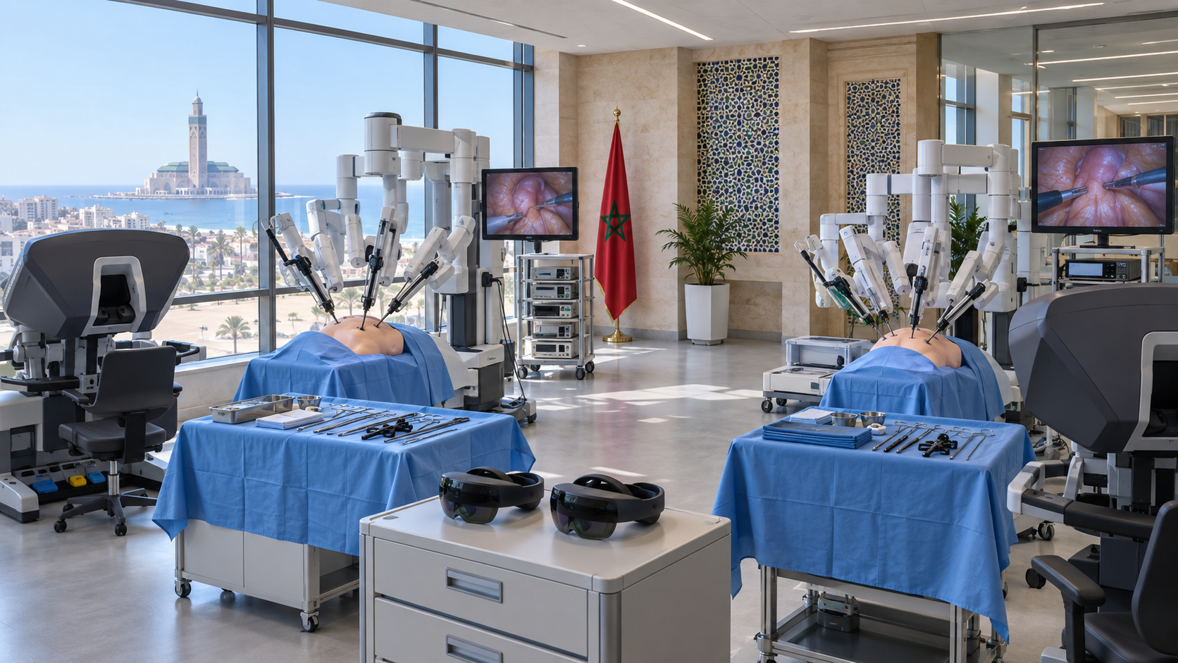 Inside Casablanca's robotic surgery school at UM6SS with simulation equipment and training robots