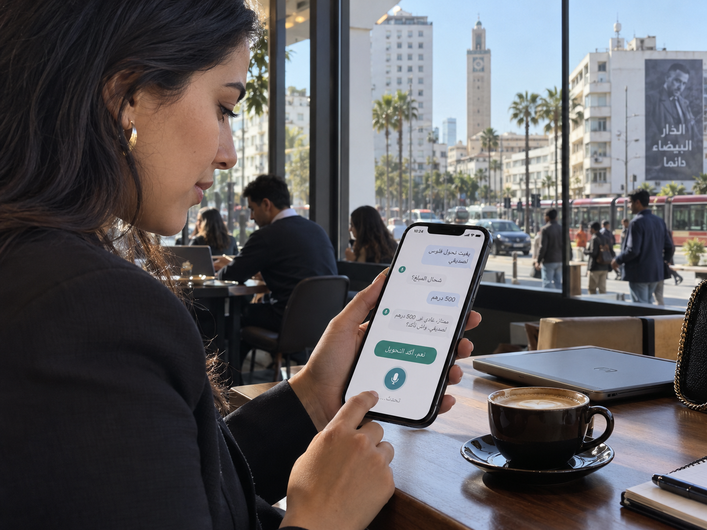 Simple AI banking assistant in Morocco enabling conversational bank transfers and payments in Darija