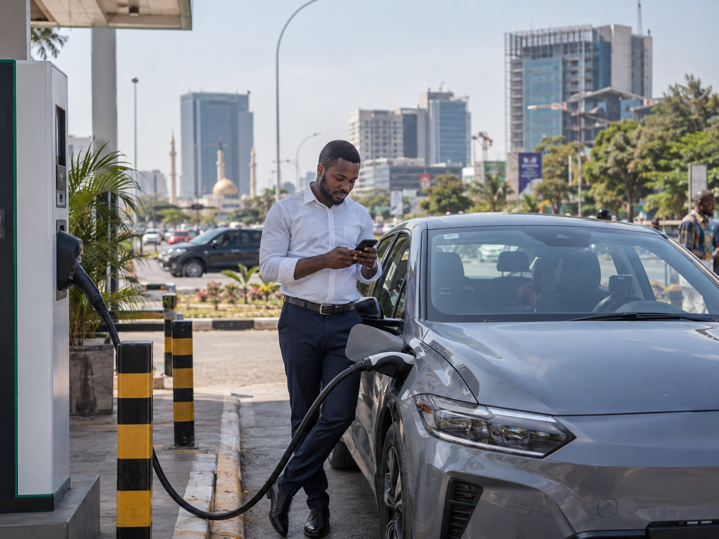 Electric ride-hailing in Abuja, Nigeria, with professional drivers using EVs for urban transport
